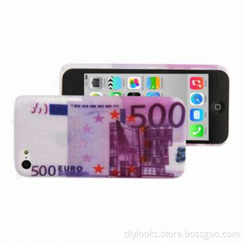 500 Par Value Plastic Protective Case for iPhone 5C with Euro Pattern, Anti-scratch